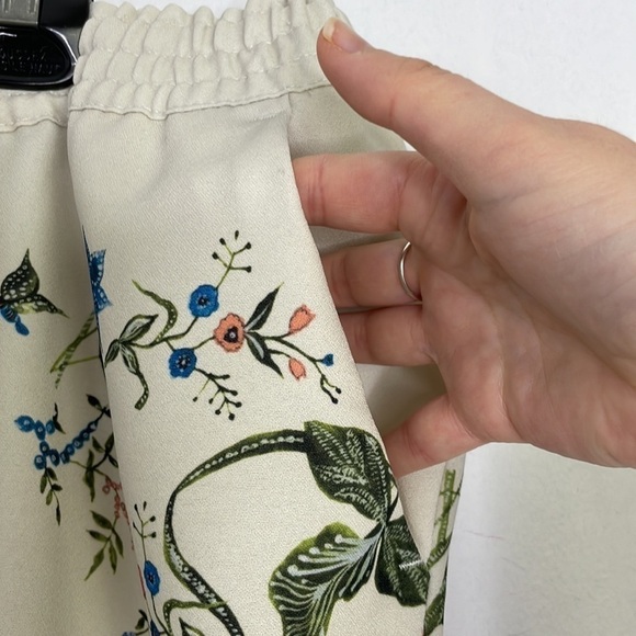 H&M off white floral birds side print elastic waist pants - Picture 5 of 10